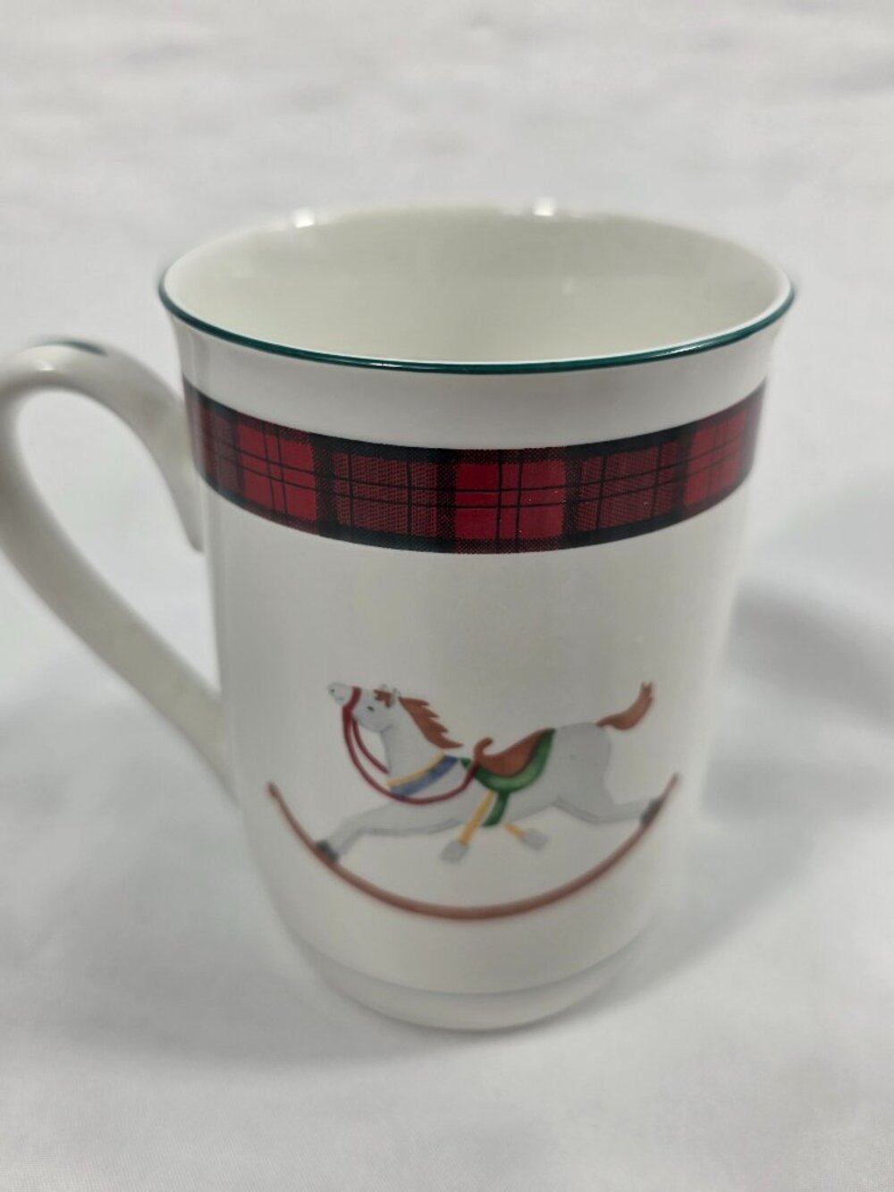 Sasaki Tartan Red Plaid Toy Accent Mug Rocking Horse Red & White Charles Roberts